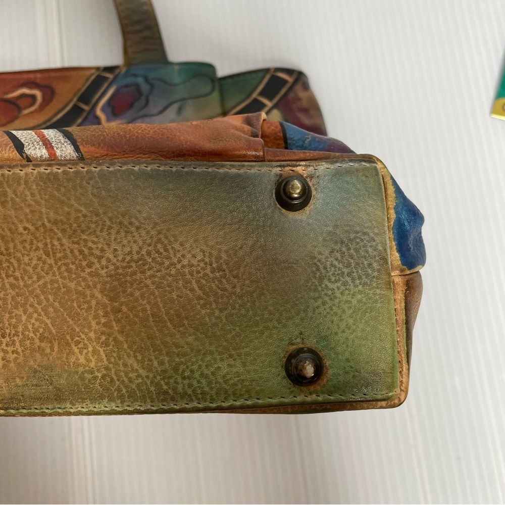 Anuschka Hand painted Abstract Leather Shoulder Bag Purse - Picture 4 of 16